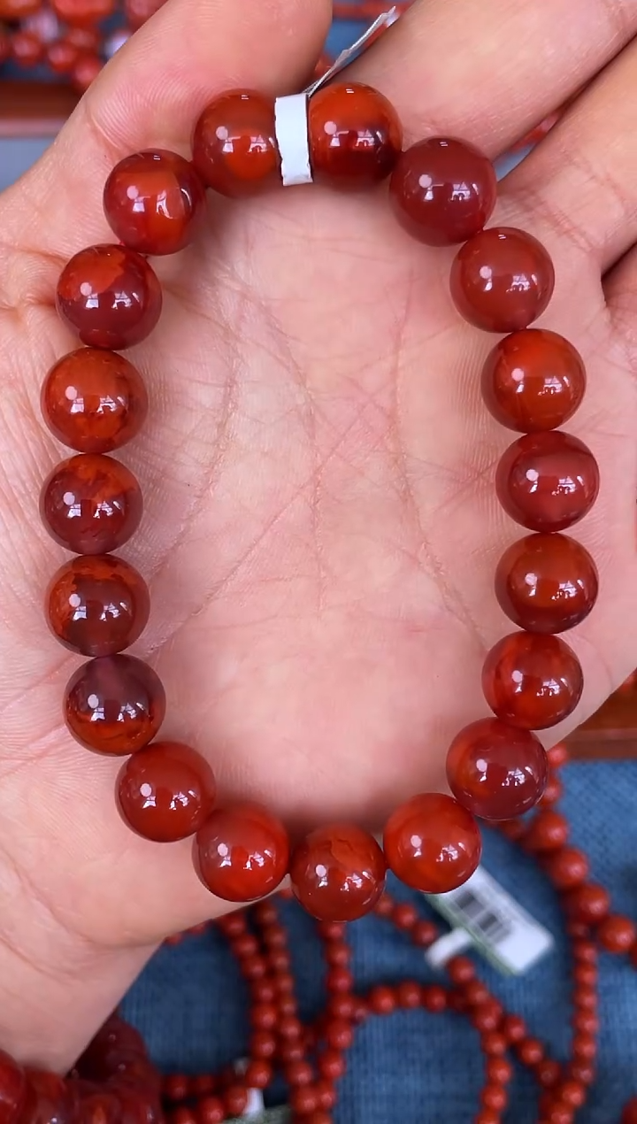 未镶嵌手串南红玛瑙N52凉山瓦西料牛血火焰10mm