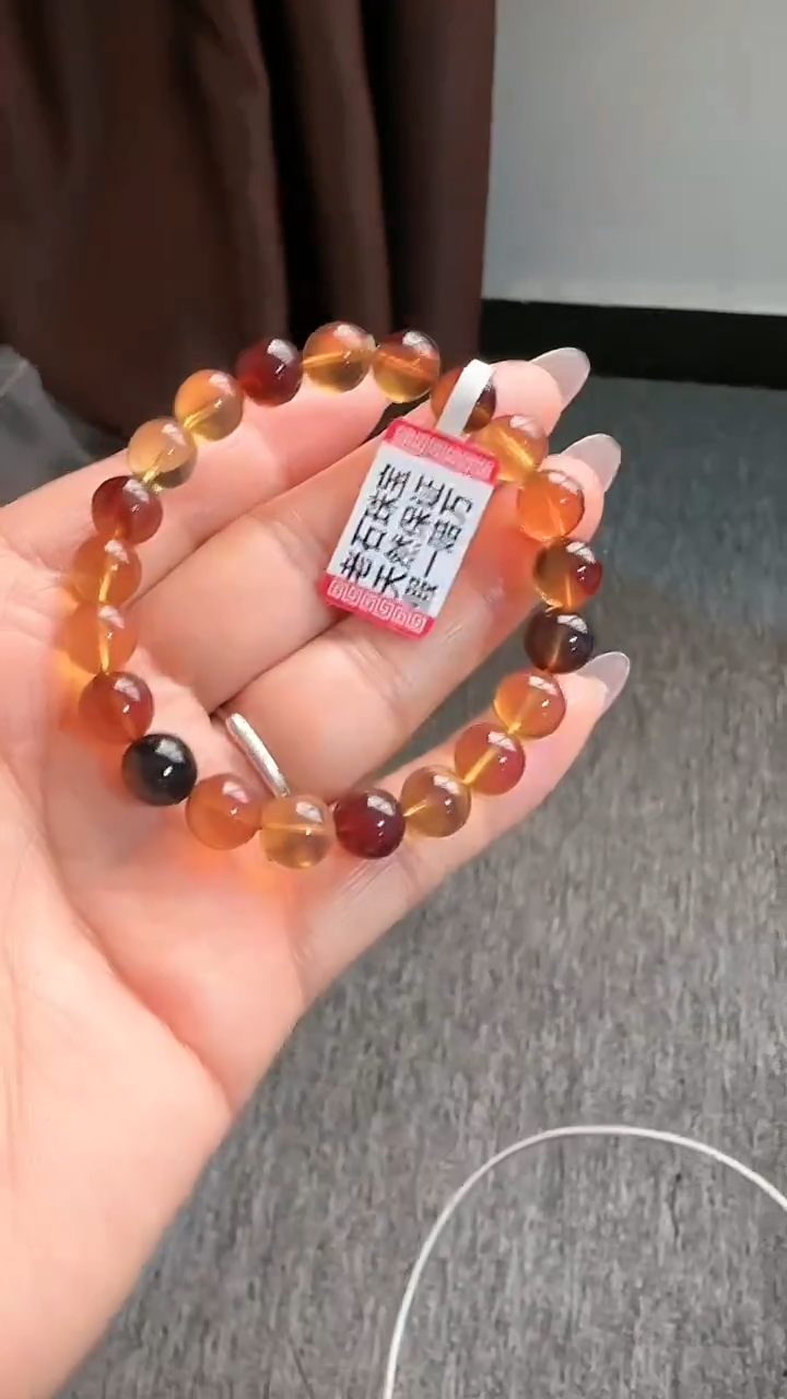 【闪购商品】琥珀手链未镶嵌规格8微瑕多宝手串#4