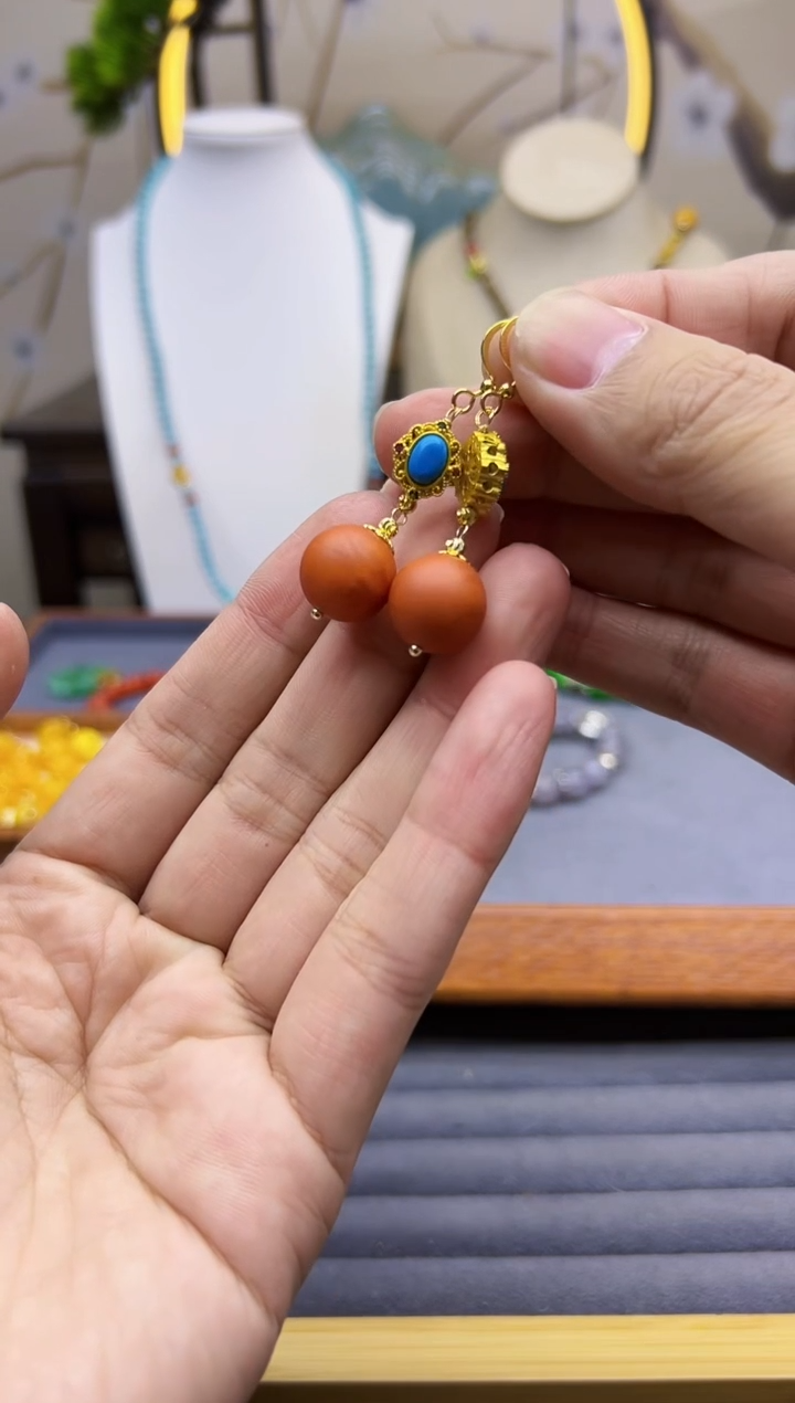 【闪购商品】蜜蜡耳饰14K金镶嵌E231`````````