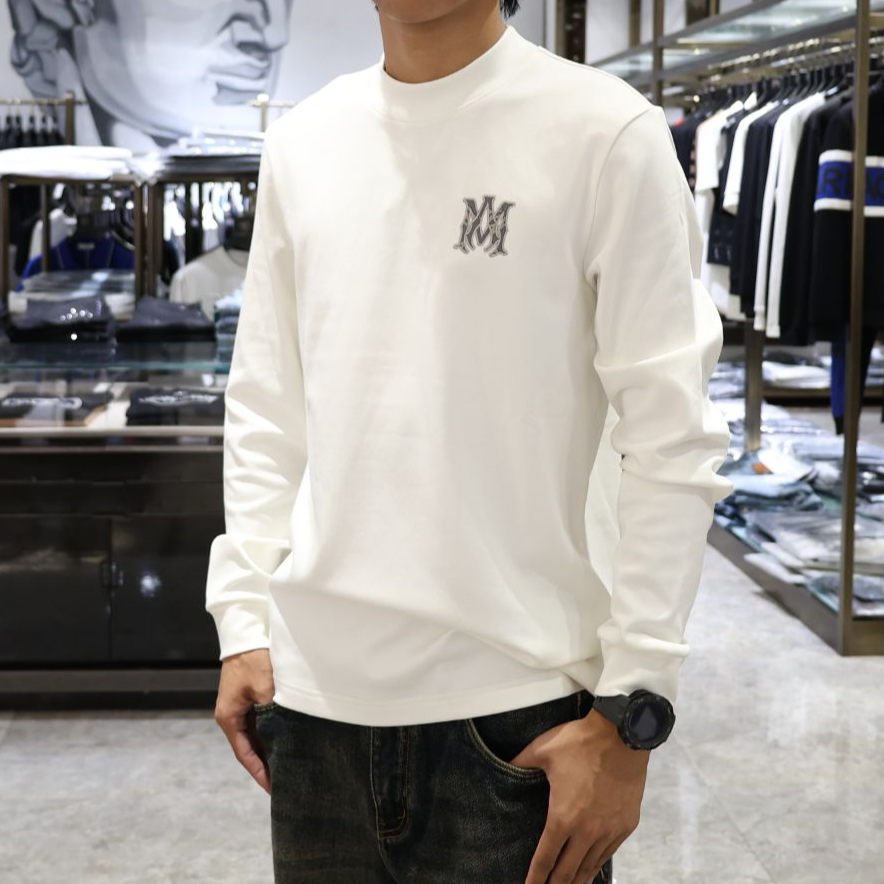 埃米尔 简约风品牌刺绣 LOGO AMIRI 中领打底衫