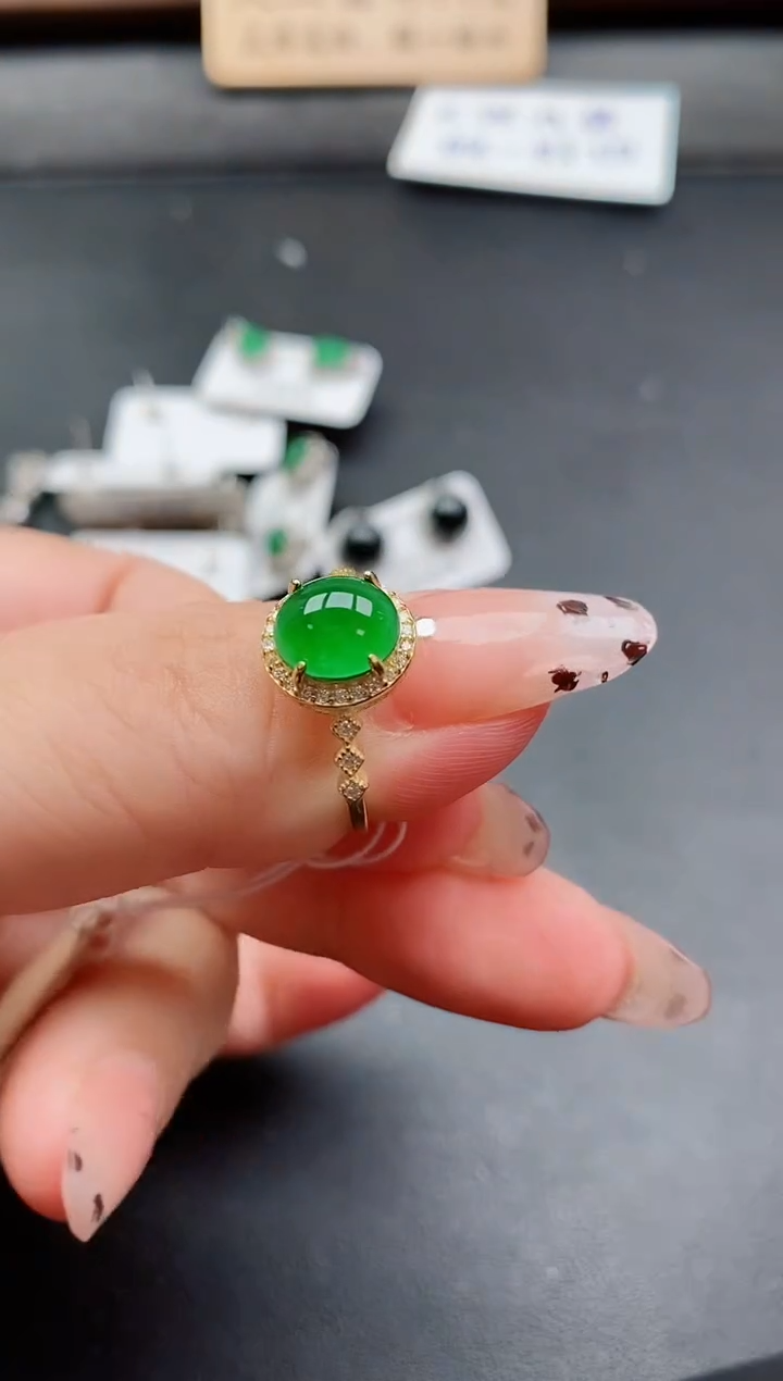 银S925镶嵌戒指翡翠1