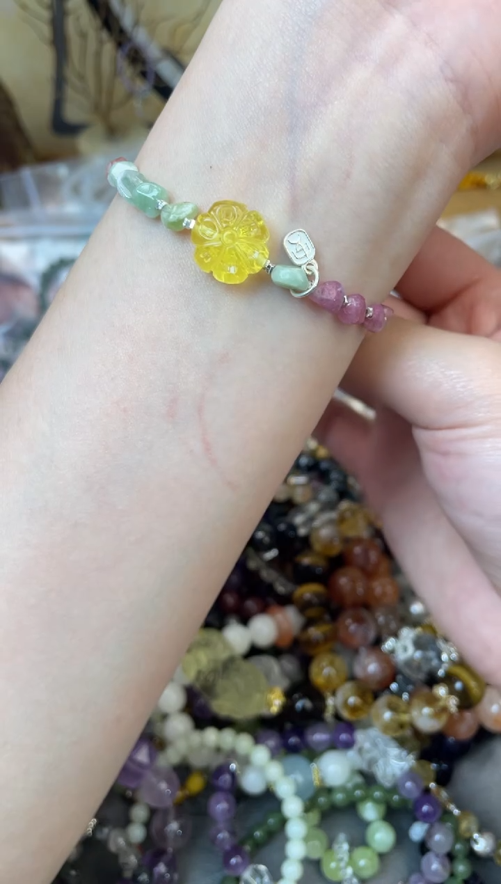 【闪购商品】碧玺手链银S925镶嵌465手串