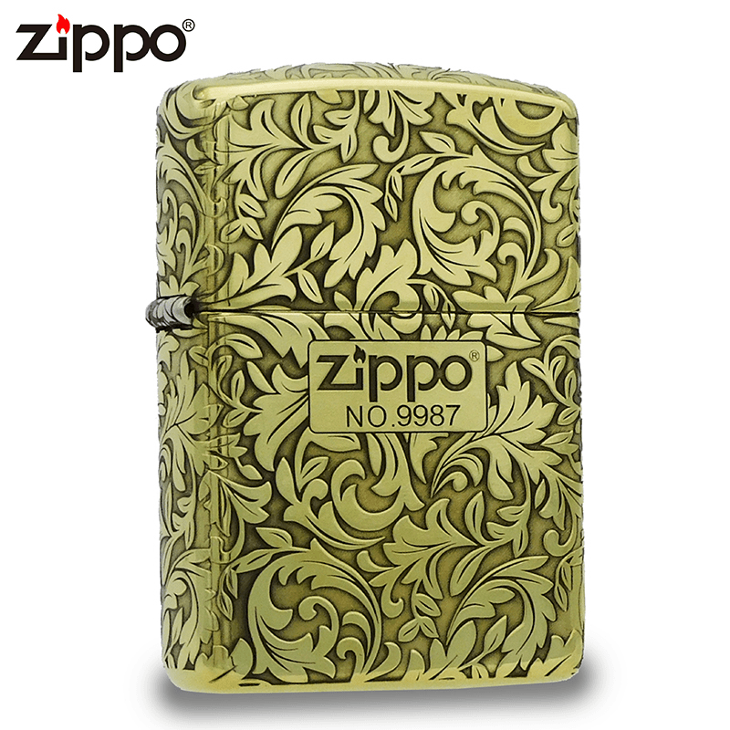 ZIPPO 正品打火机/169黄铜盔甲五面雕刻大叶唐草DY9920DK（）佳佳