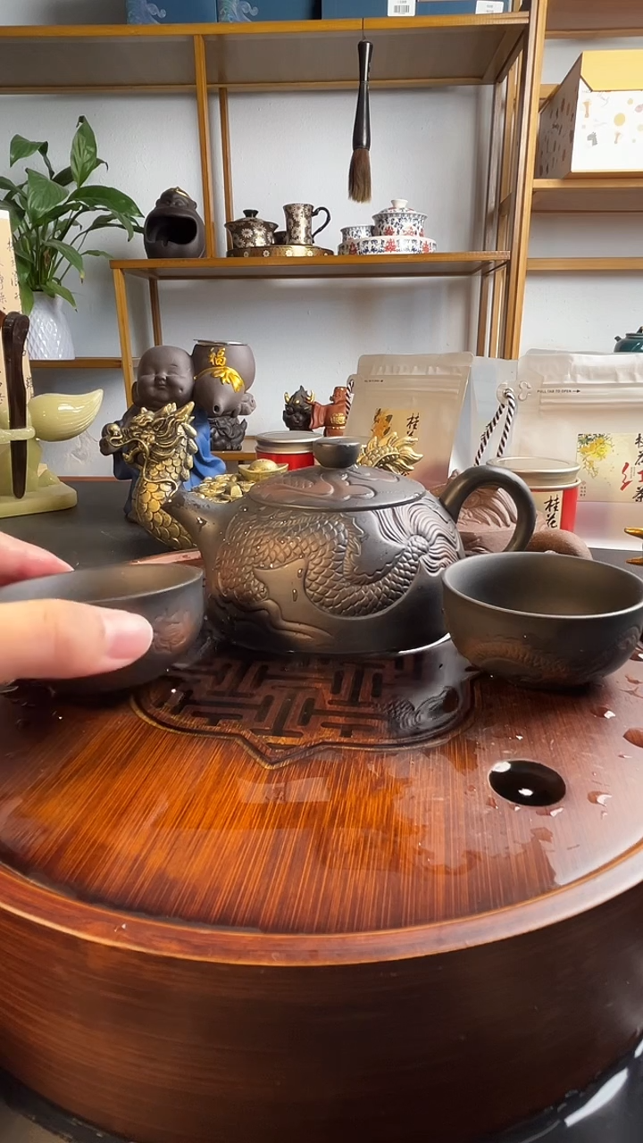 建水紫陶祥龙凤鸣壶300ml