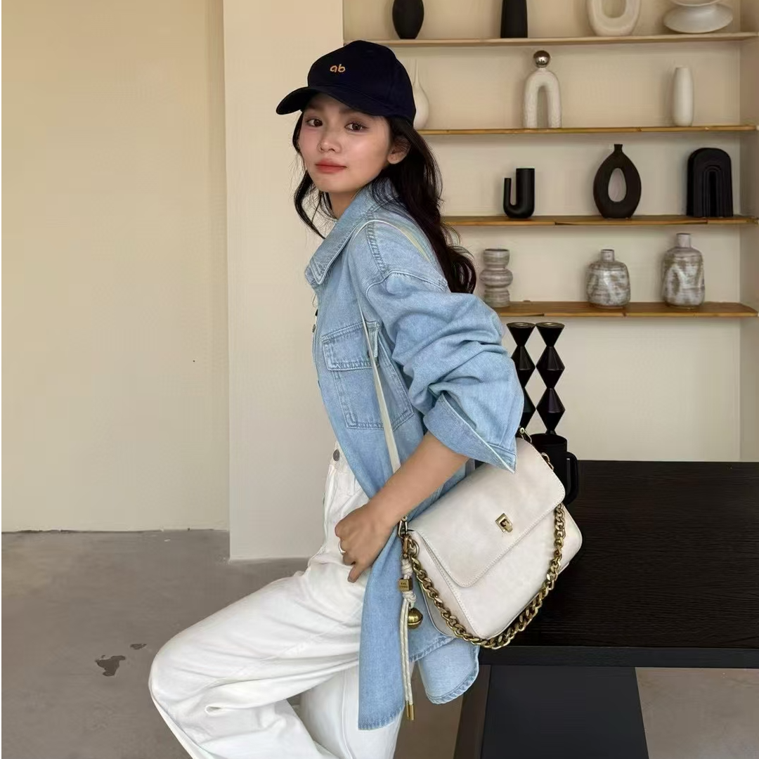 时尚女包2025新款春夏牛皮爆款网红小香风气质牛仔洋气休闲百搭