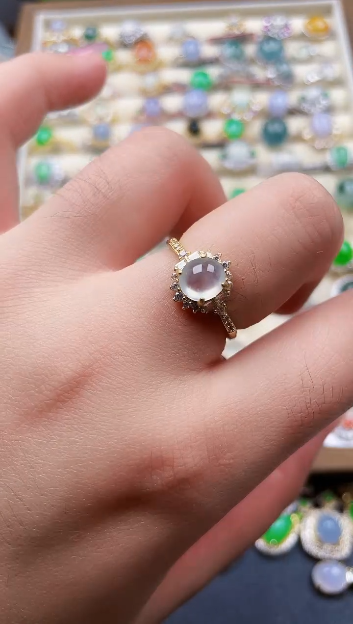 银S925镶嵌戒指翡翠156