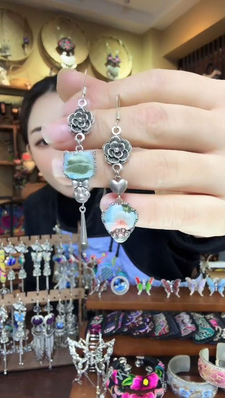 刺绣非遗刺绣民族风耳环