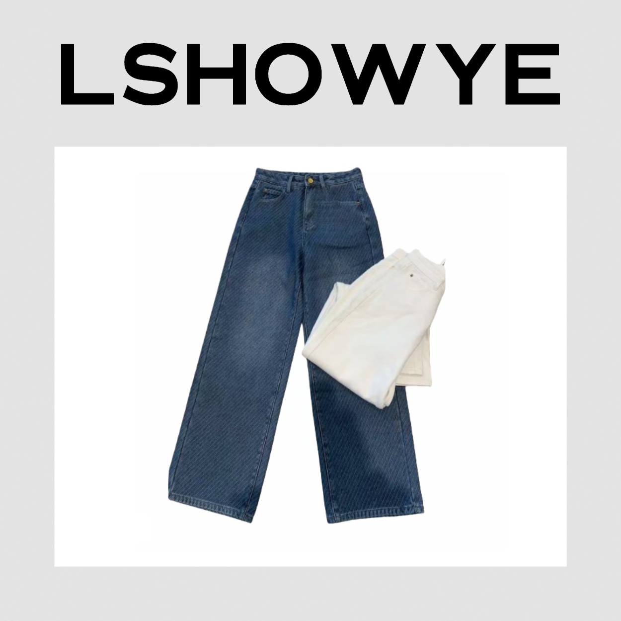 LSHOWYE｜加绒提花斜纹牛仔裤 692025