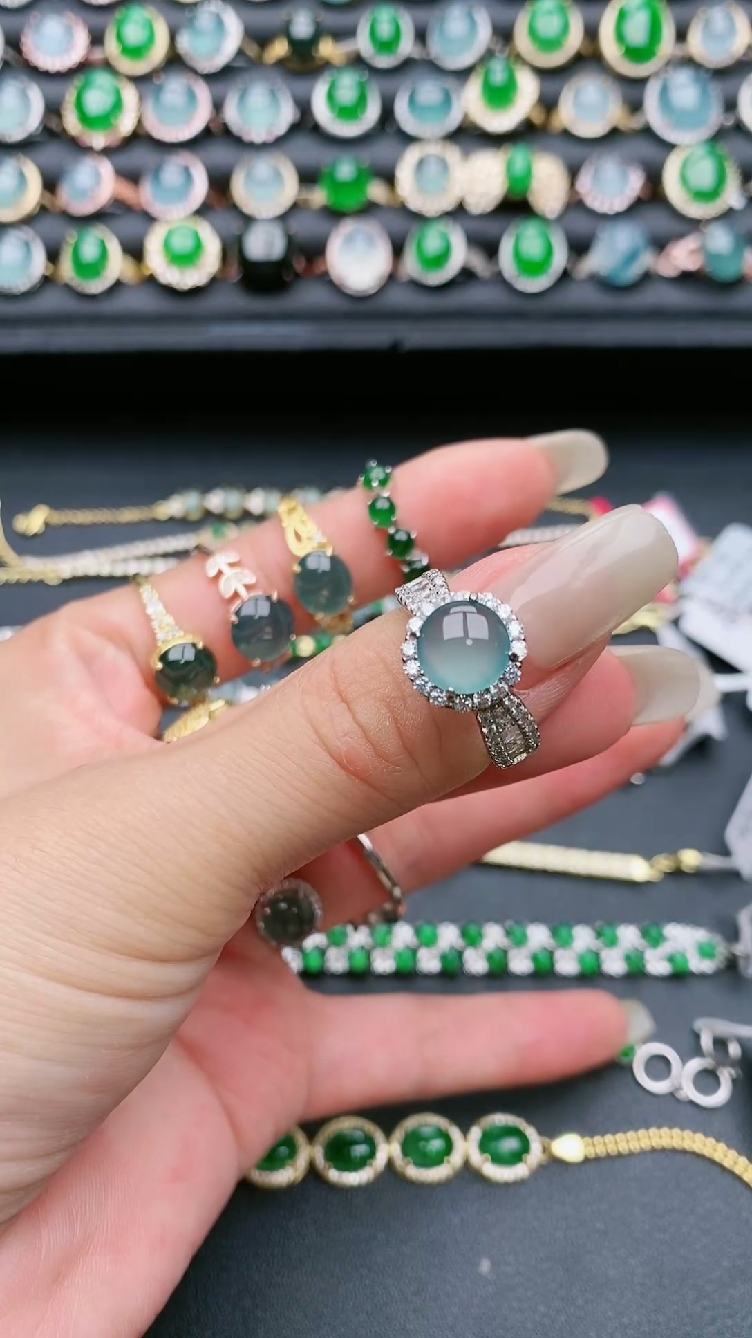 翡翠戒指银S925镶嵌1111