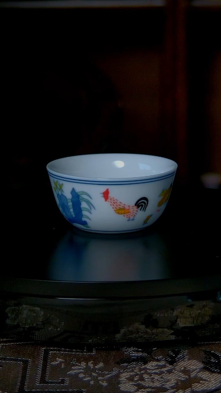 景德镇手工斗彩鸡缸杯主人杯