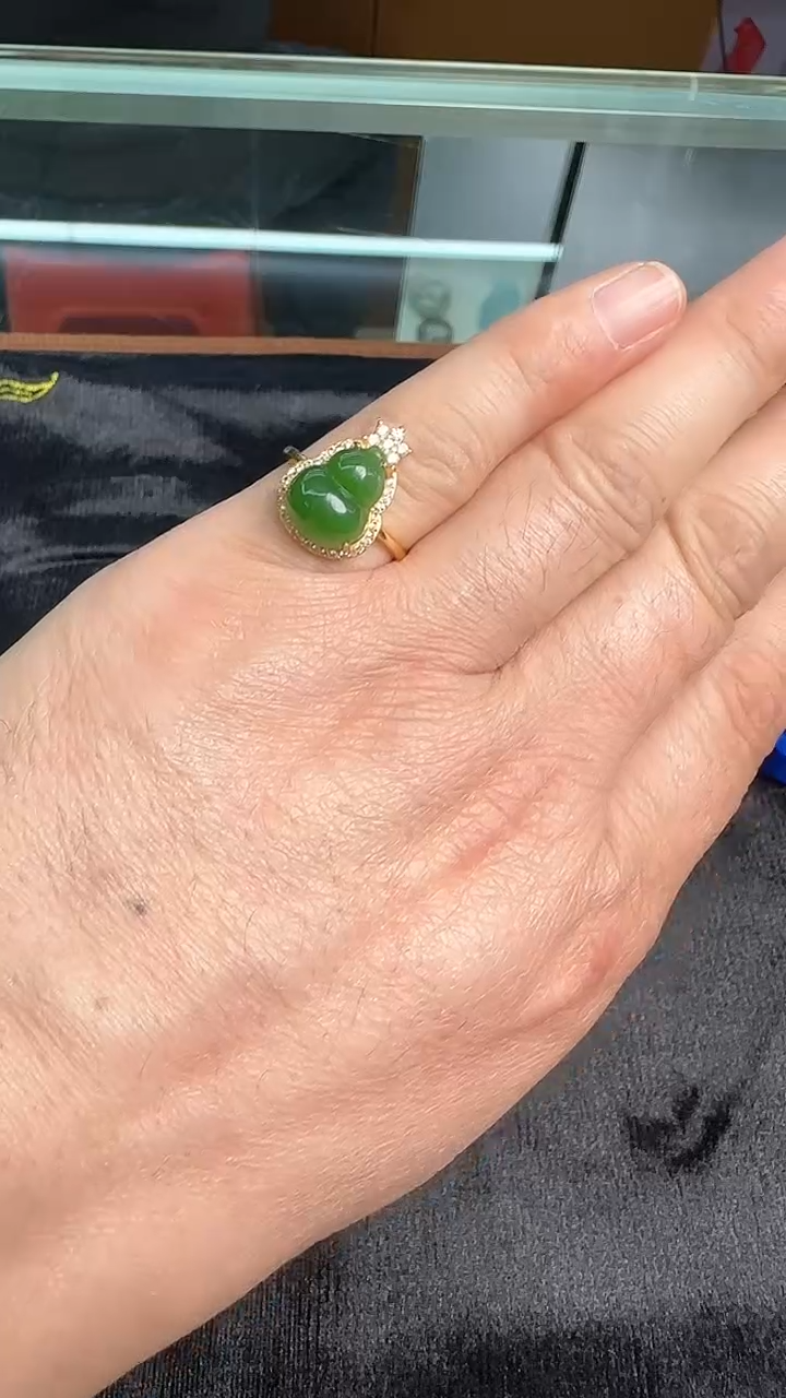 【闪购商品】和田玉（糖玉）戒指银S925镶嵌一个