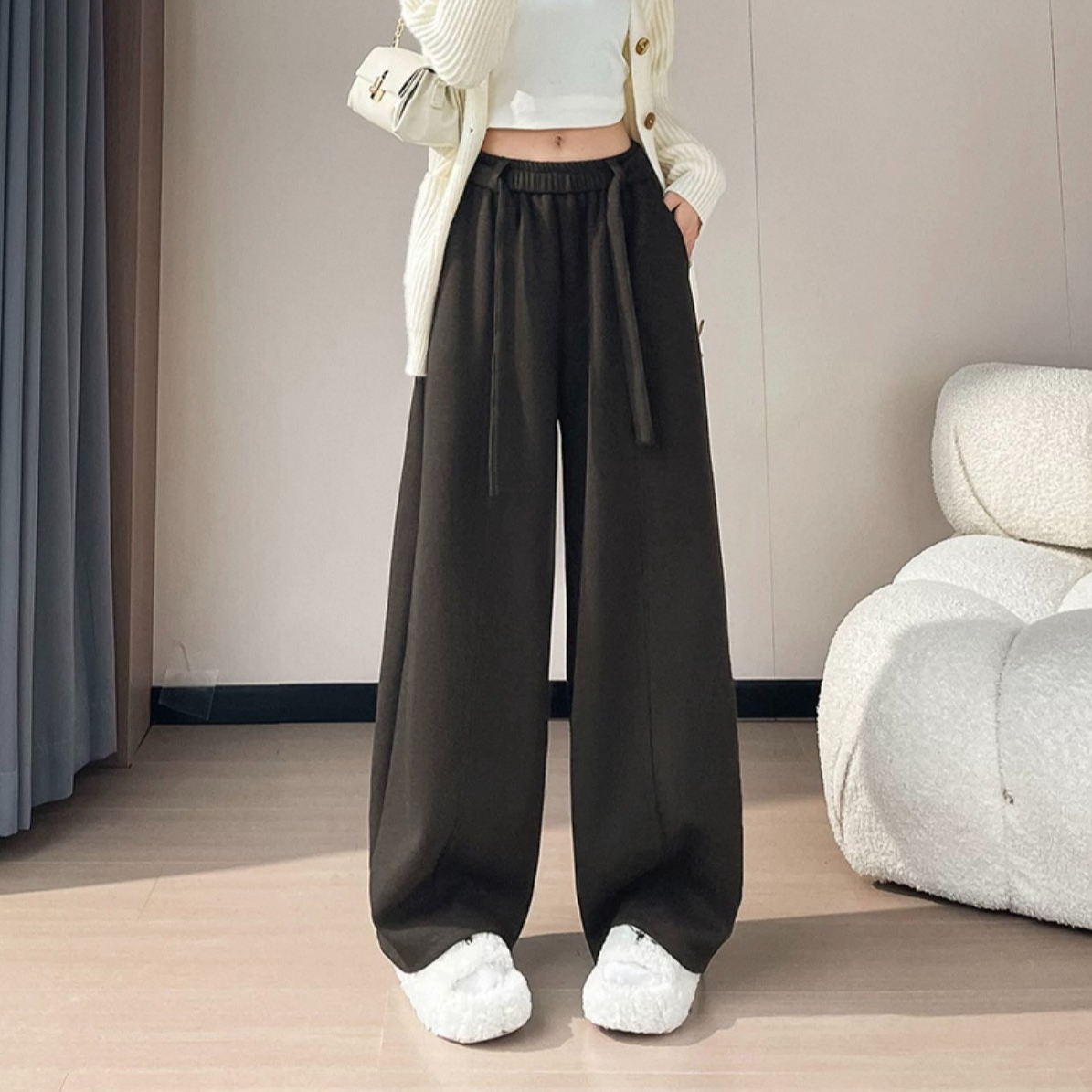 【年底清仓福利】【羊绒毛呢】复古弯刀裤女秋冬25新款加绒加厚休闲裤