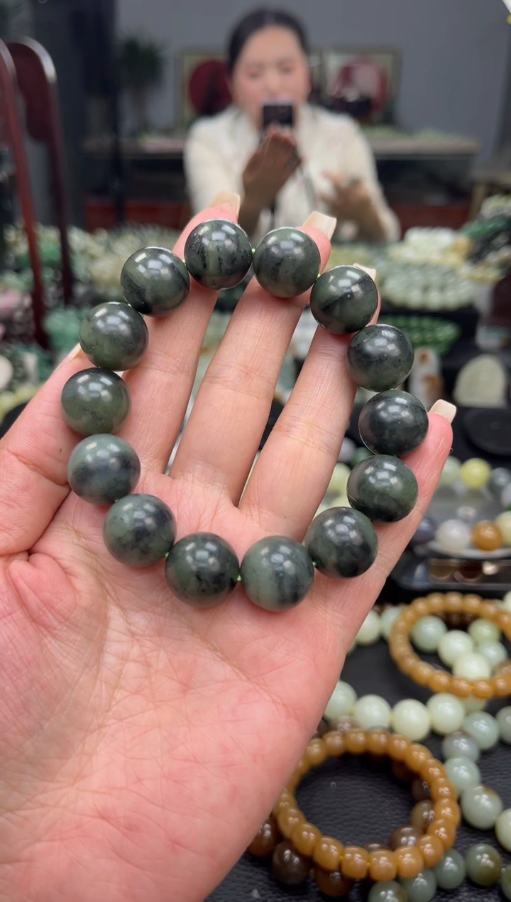 【闪购商品】和田玉手串未镶嵌水墨青花卡16