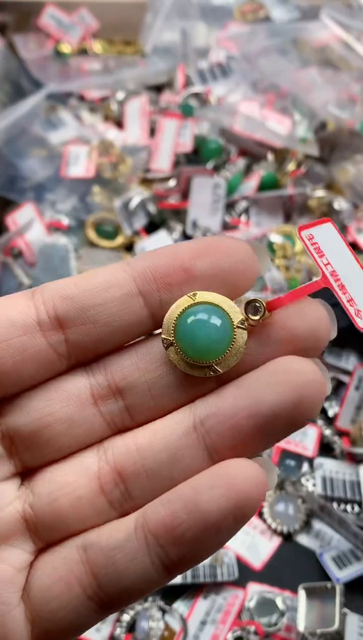 银S925镶嵌戒指翡翠天然A货缅甸翡翠