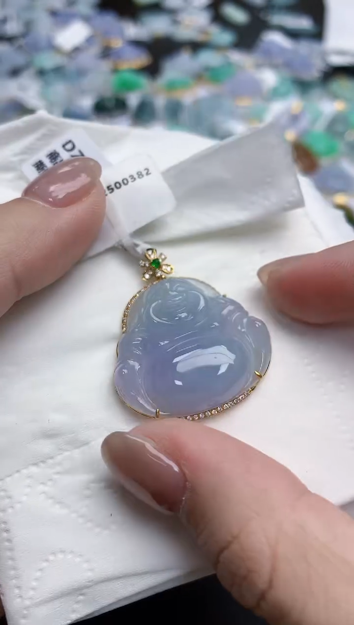 【闪购商品】翡翠颈饰18K金镶嵌天然缅甸翡翠A货