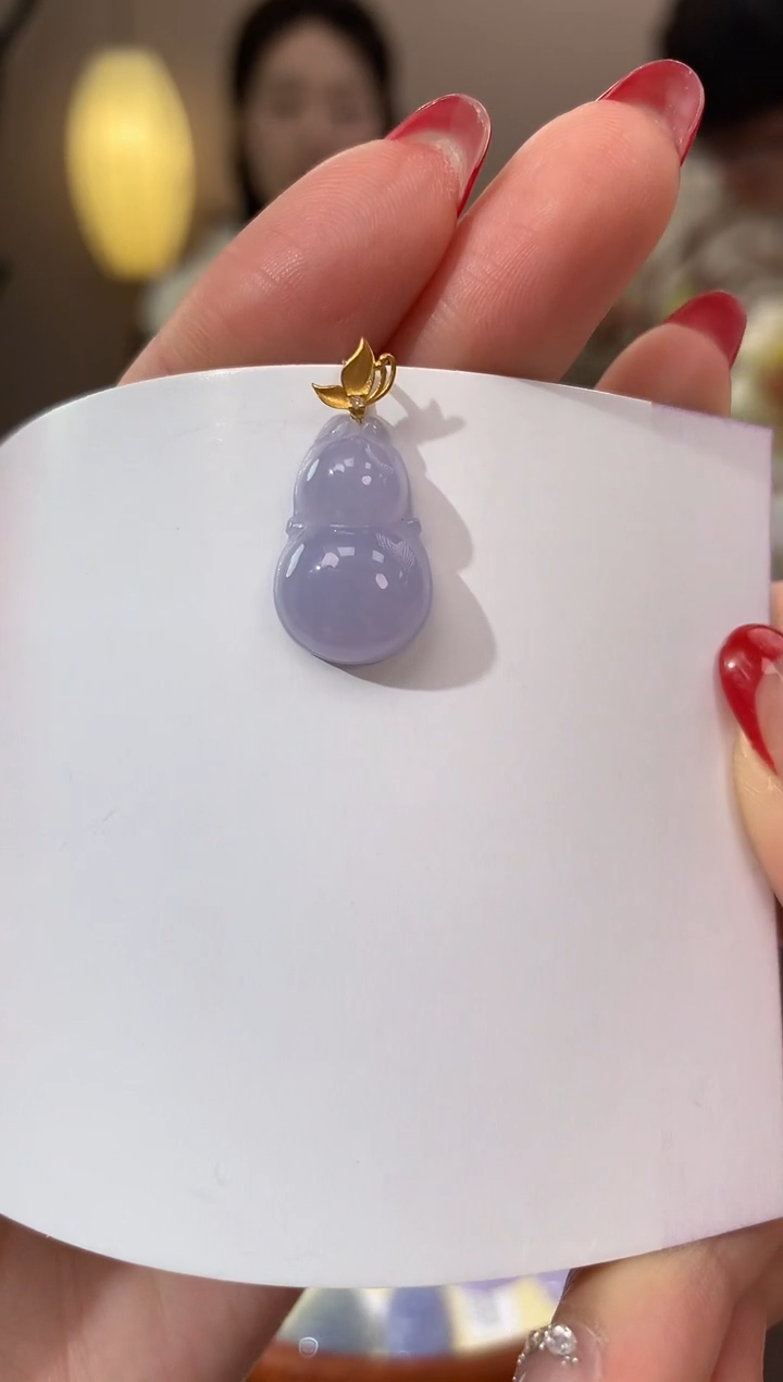 【闪购商品】翡翠颈饰18K金镶嵌天然缅甸a货翡翠