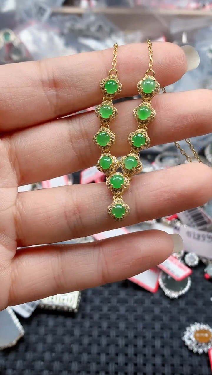 银S925镶嵌戒指翡翠天然A货缅甸翡翠