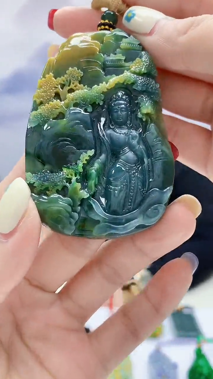 定制翡翠未镶嵌5060lr-毛货挂件284