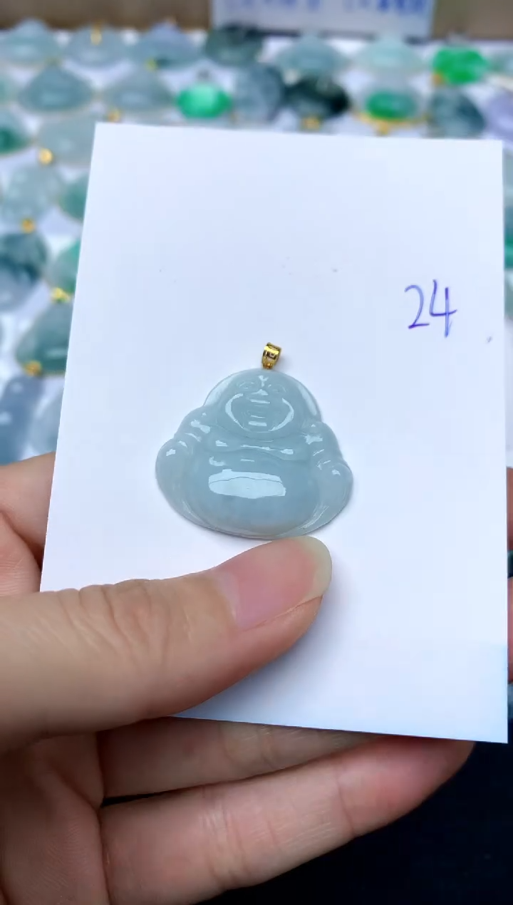 【闪购商品】翡翠颈饰18K金镶嵌24天然A货翡翠