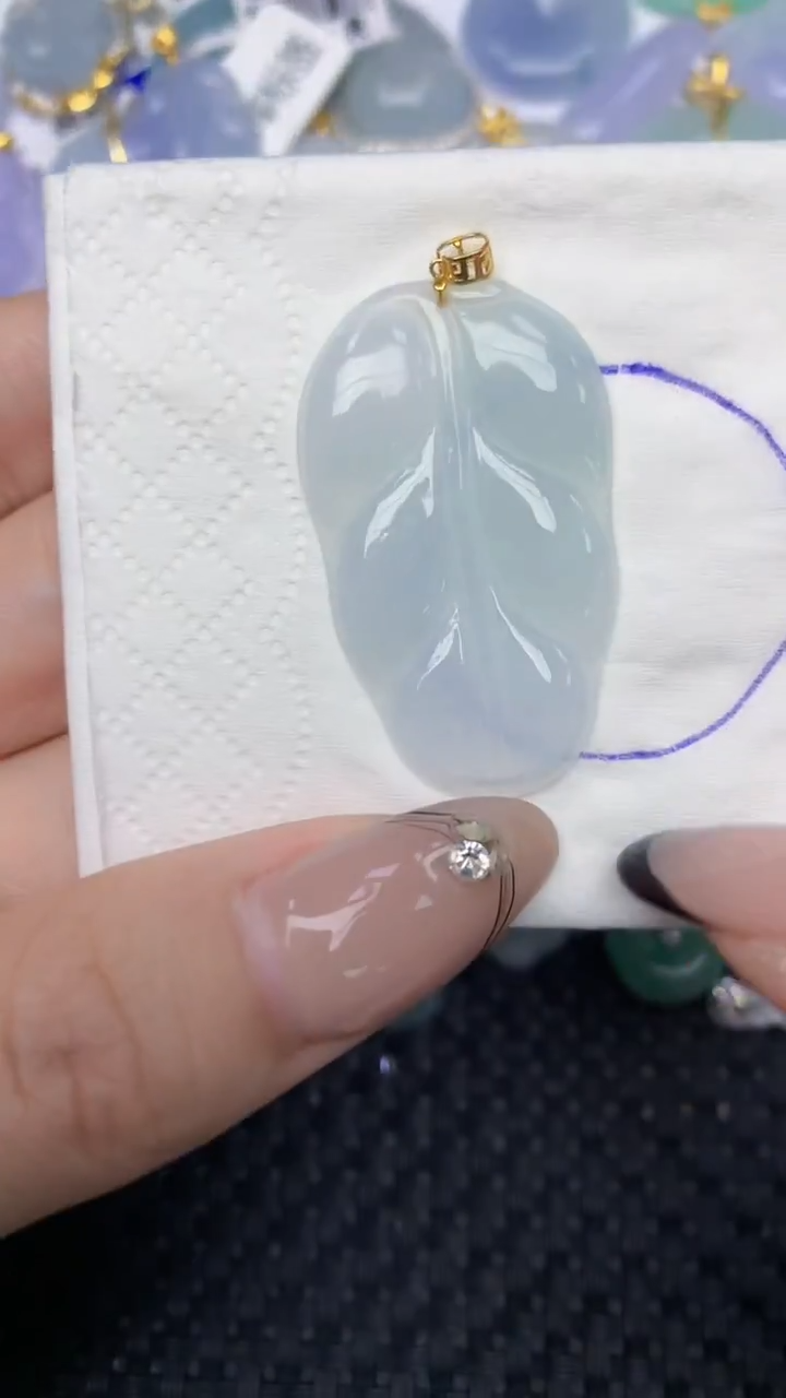 颈饰18K金镶嵌翡翠天然缅甸翡翠a货百元以上9元证书费自理