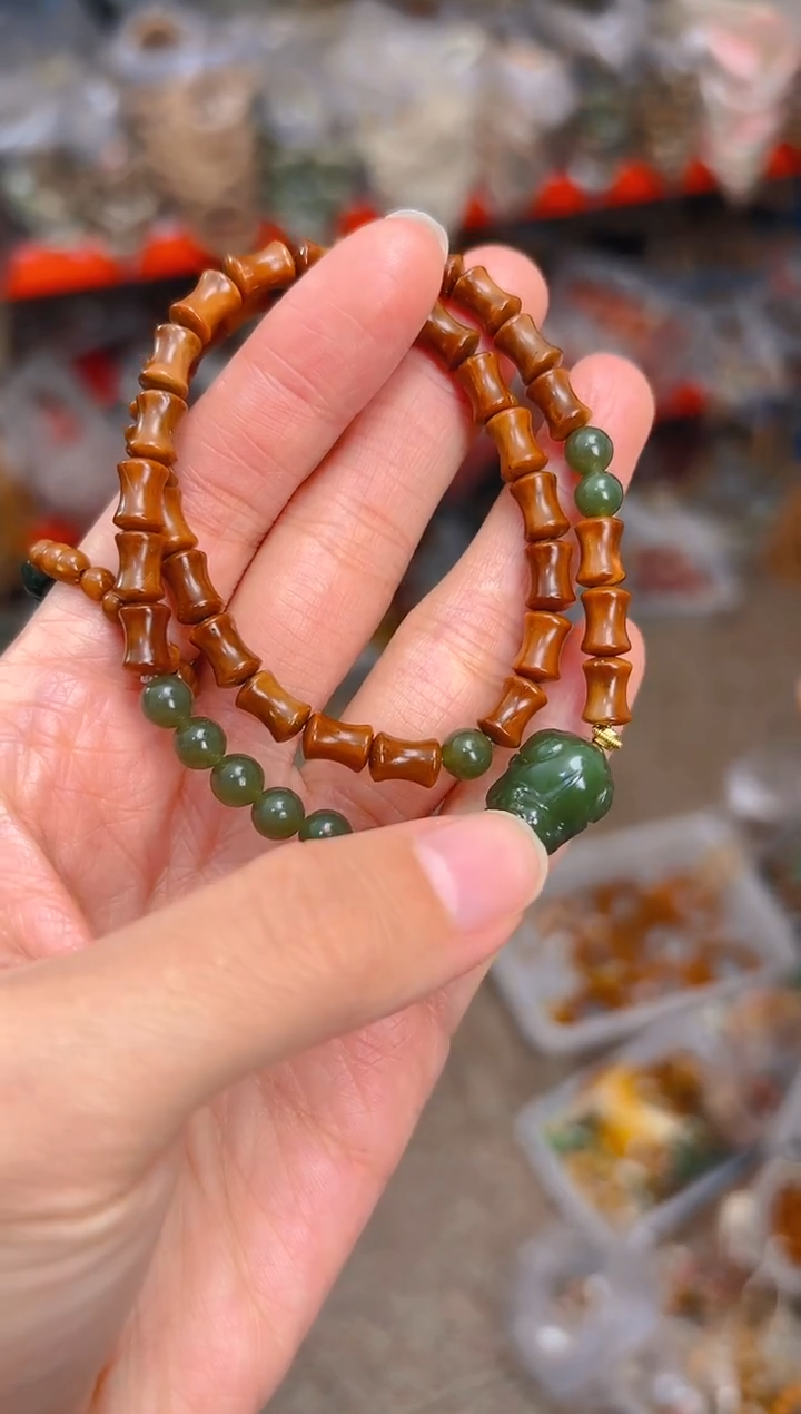 吊坠库克竹节双圈 貔貅