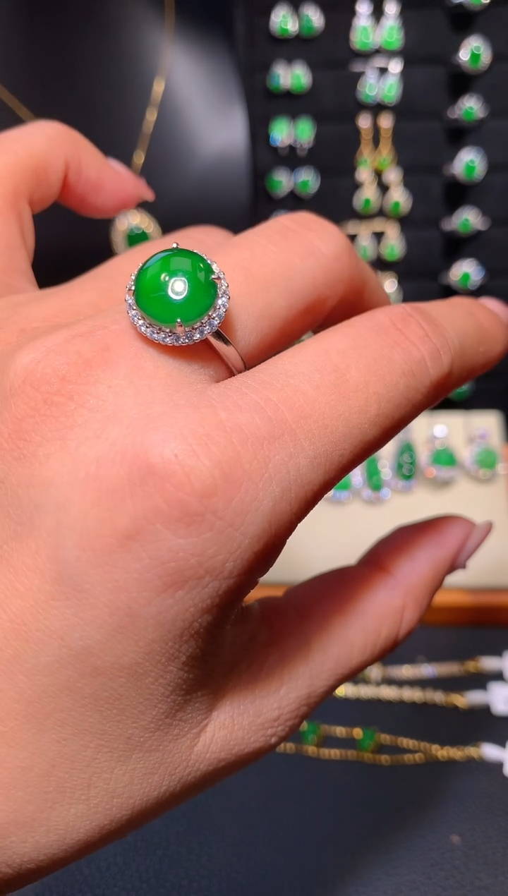 【闪购商品】翡翠戒指银S925镶嵌戒指