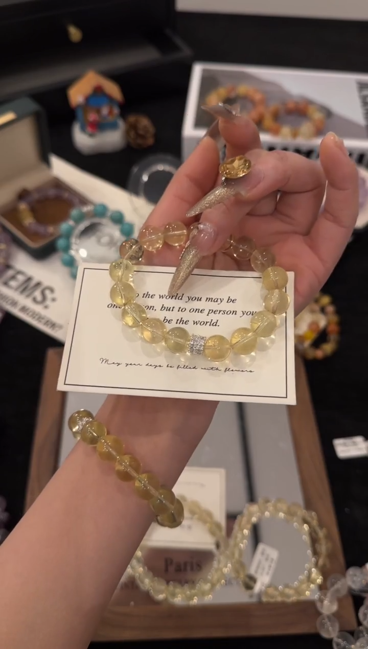 合金手链水晶黄水晶x3515