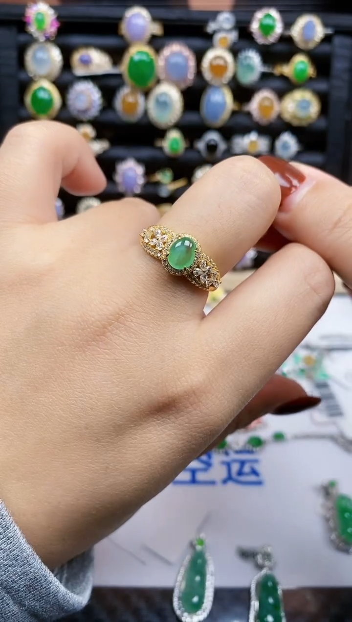 银S925镶嵌戒指翡翠263