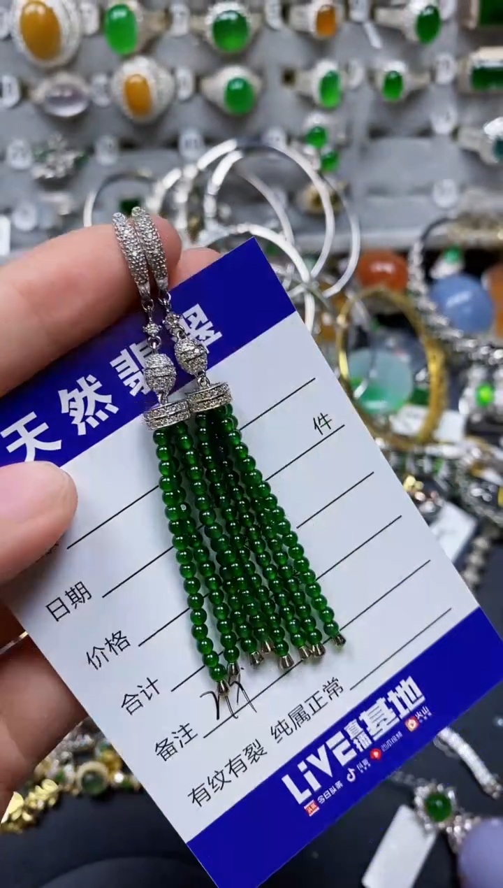 【闪购商品】翡翠耳饰银S925镶嵌0219