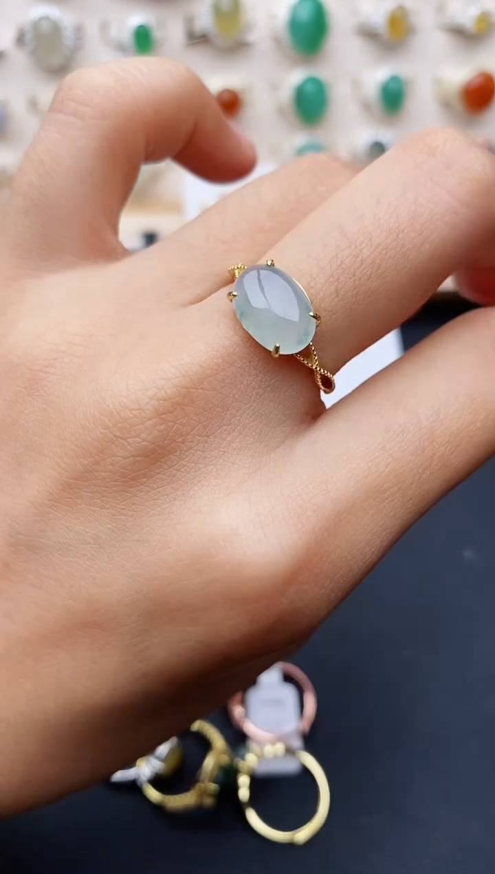 【闪购商品】翡翠戒指银S925镶嵌缅甸翡翠