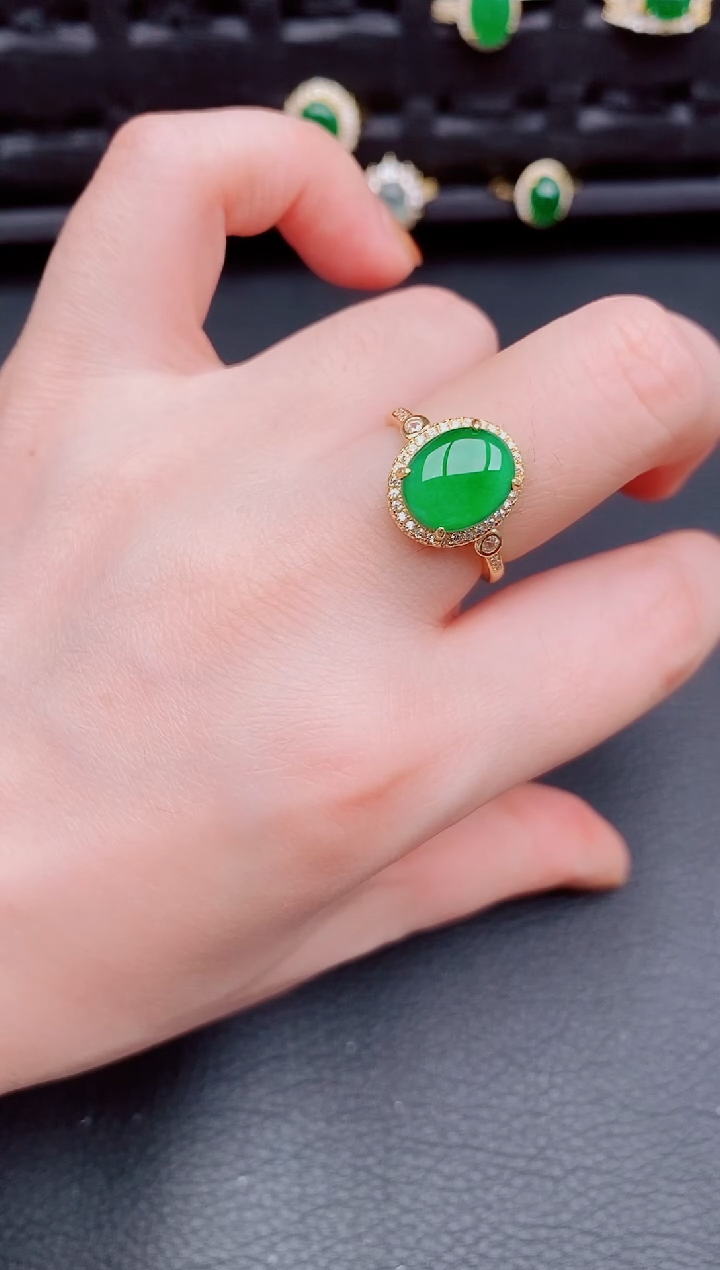 【闪购商品】翡翠戒指银S925镶嵌天然a货翡翠267