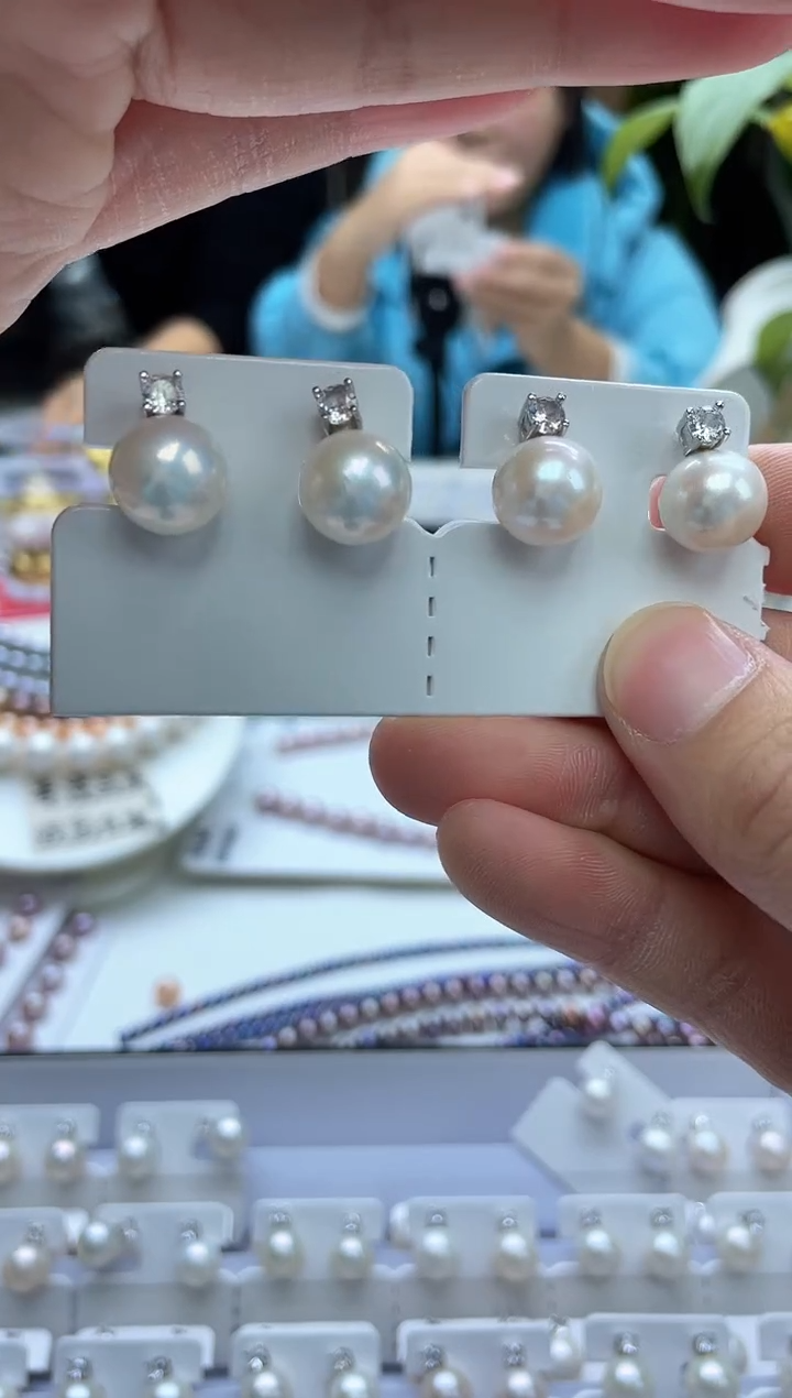 未镶嵌耳饰淡水珍珠11mm+白珠戴妃耳饰(多样性发一）