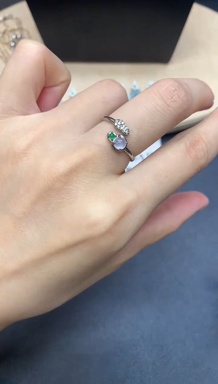 【闪购商品】翡翠戒指银S925镶嵌蛋面【多样性发其一】