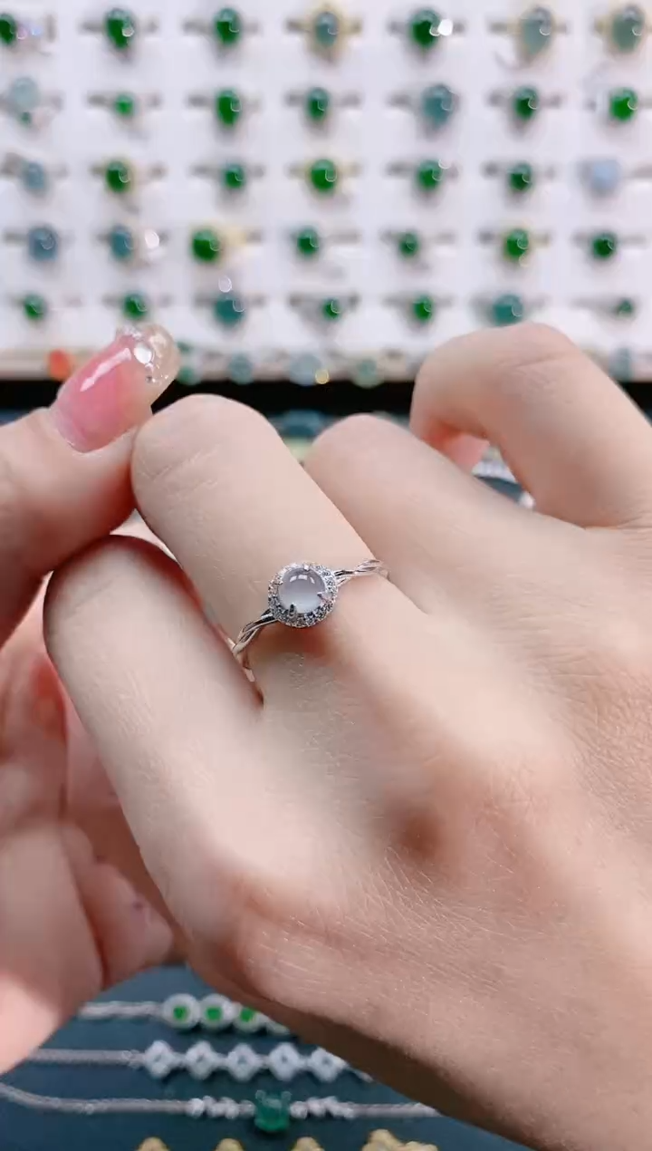 【闪购商品】翡翠戒指银S925镶嵌天然翡翠