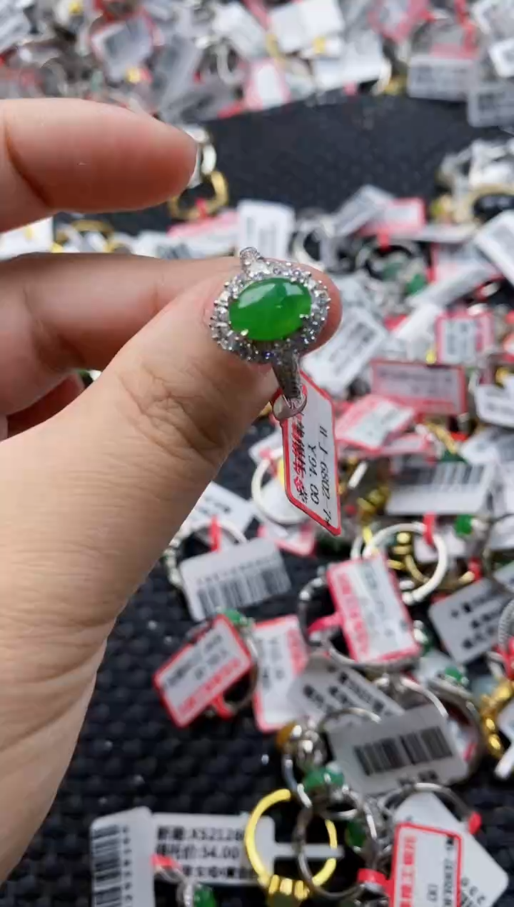 翡翠银S925镶嵌戒指66666----5