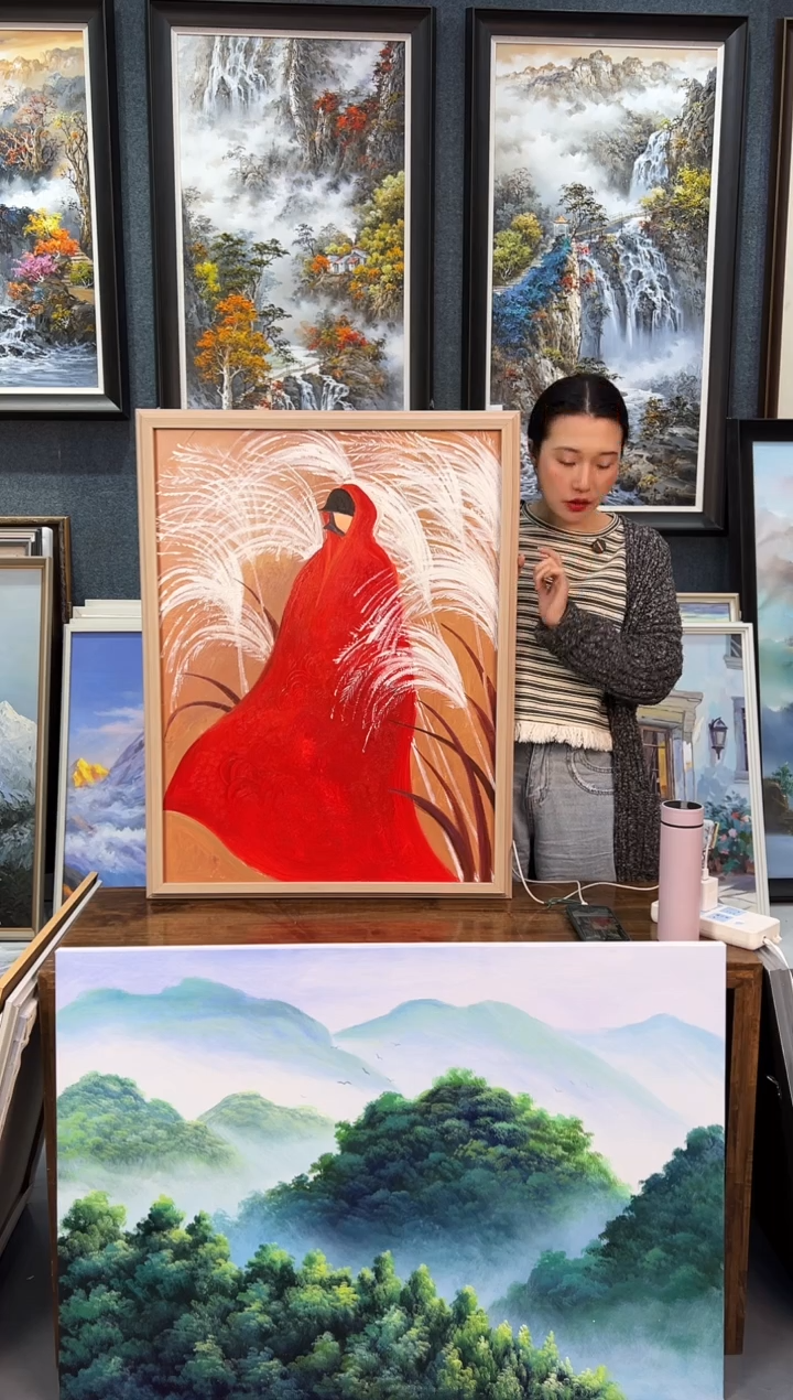 【闪购商品】油画26号 60*80  红衣 手绘油画