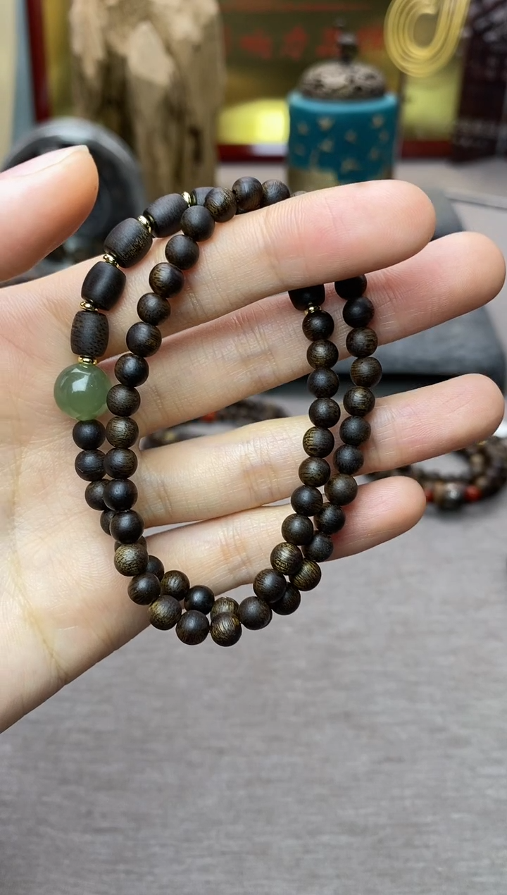 【闪购商品】沉香手串顺化紫棋05+白棋8颗 双圈沉水