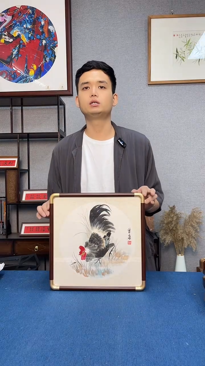国画85号曾康老师 35*35带框画