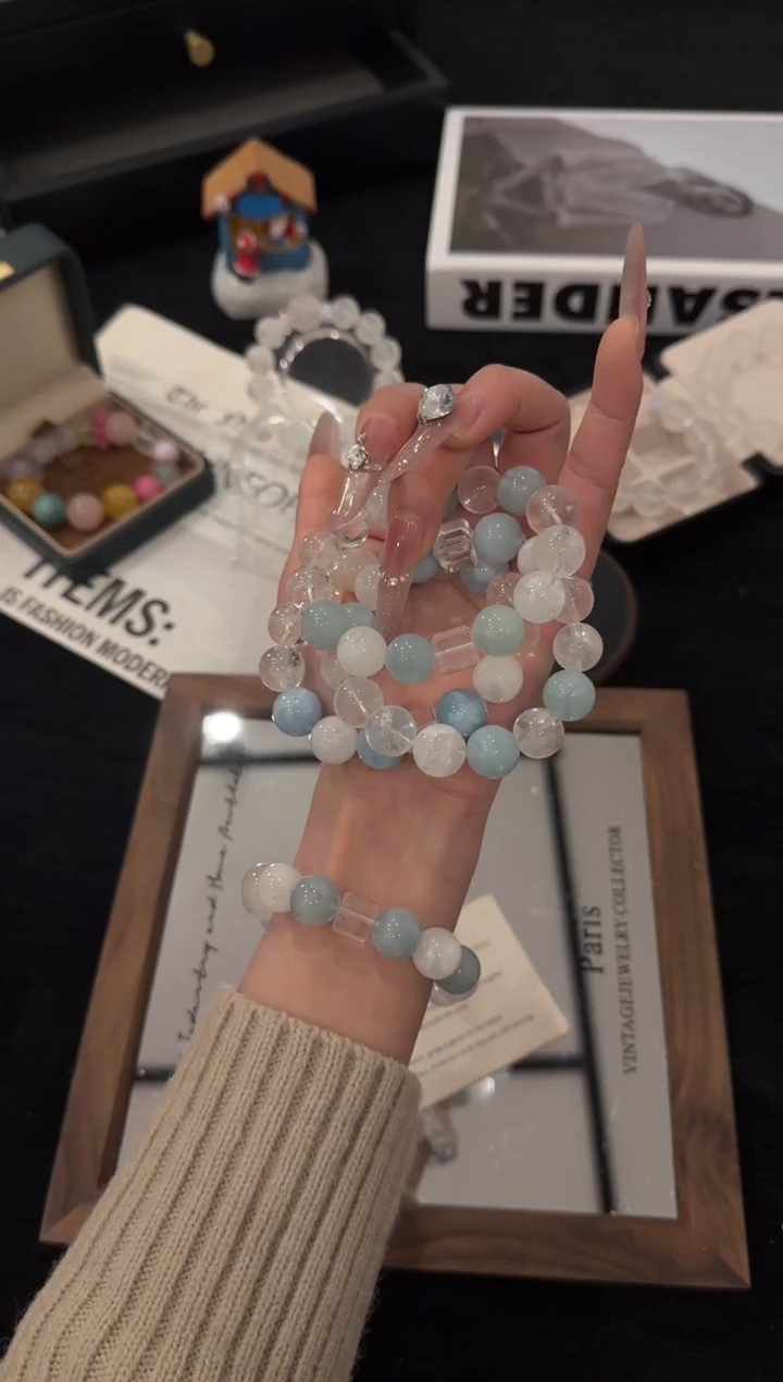 未镶嵌手链水晶海蓝宝x3637