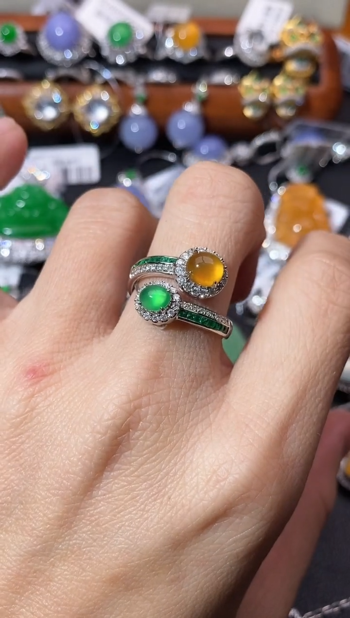 【闪购商品】翡翠戒指18K金镶嵌戒指