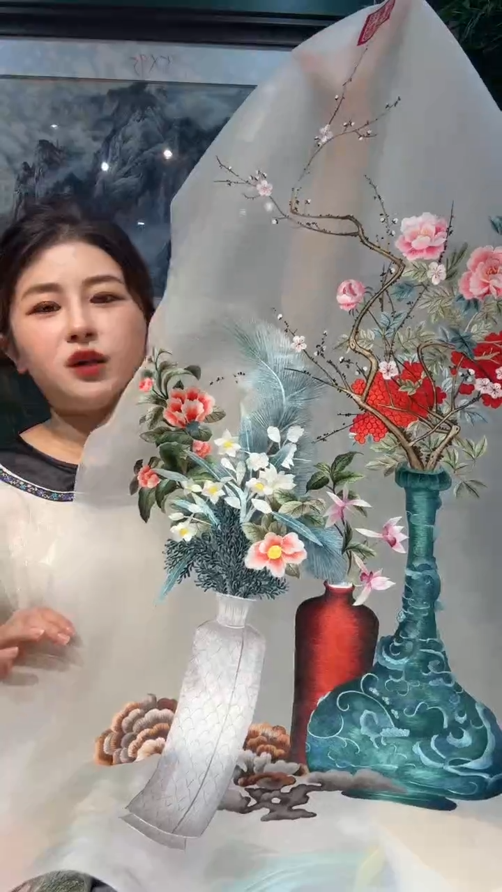 刺绣非遗苏绣手工工艺品绣片50*100