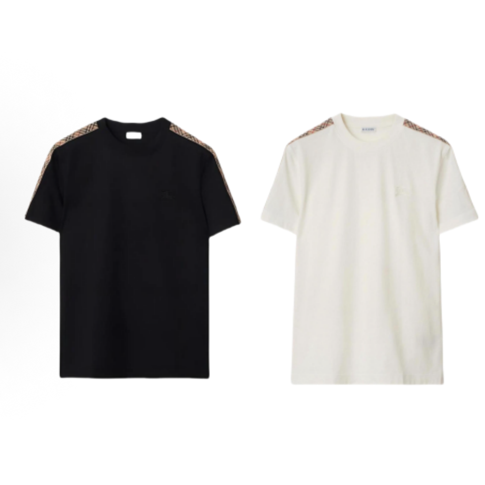 Burberry博柏利 格纹装饰圆领修身短袖圆领格子印花T恤