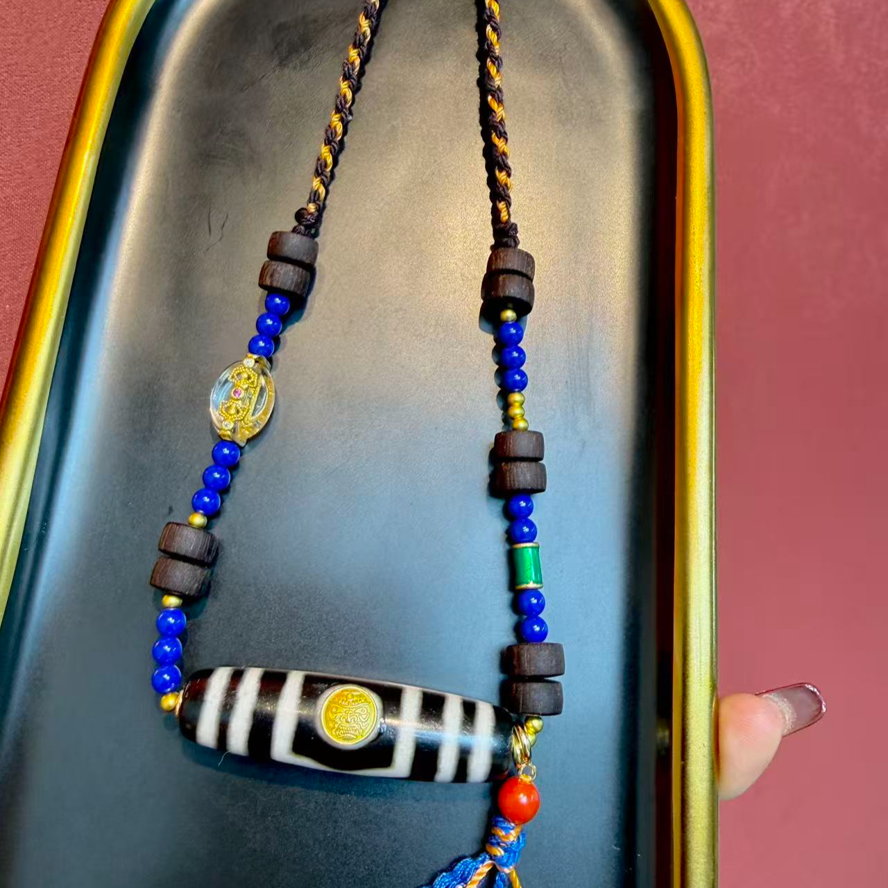 【灰姑娘原创】黑财宝盖大鹏三眼天珠项链M3565