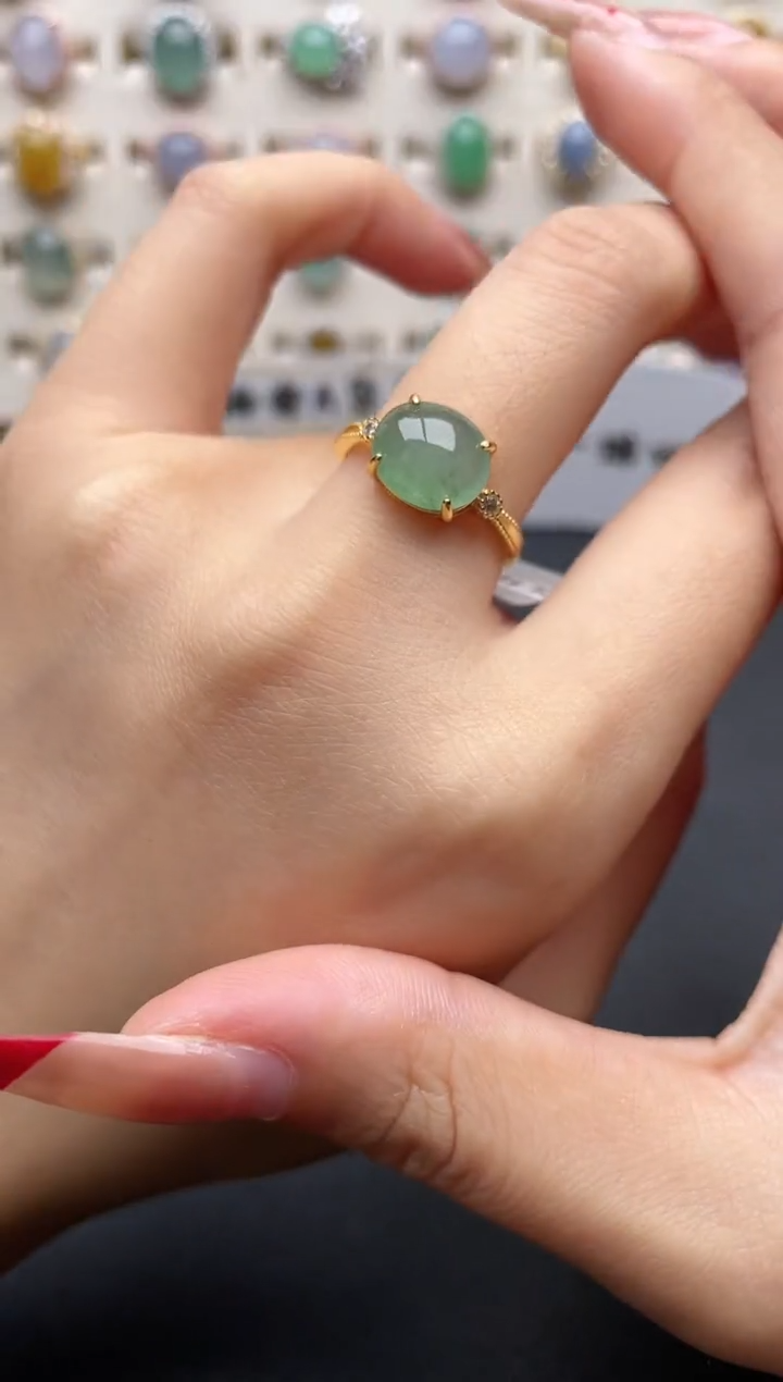 【闪购商品】翡翠戒指银S925镶嵌一物一证一礼盒