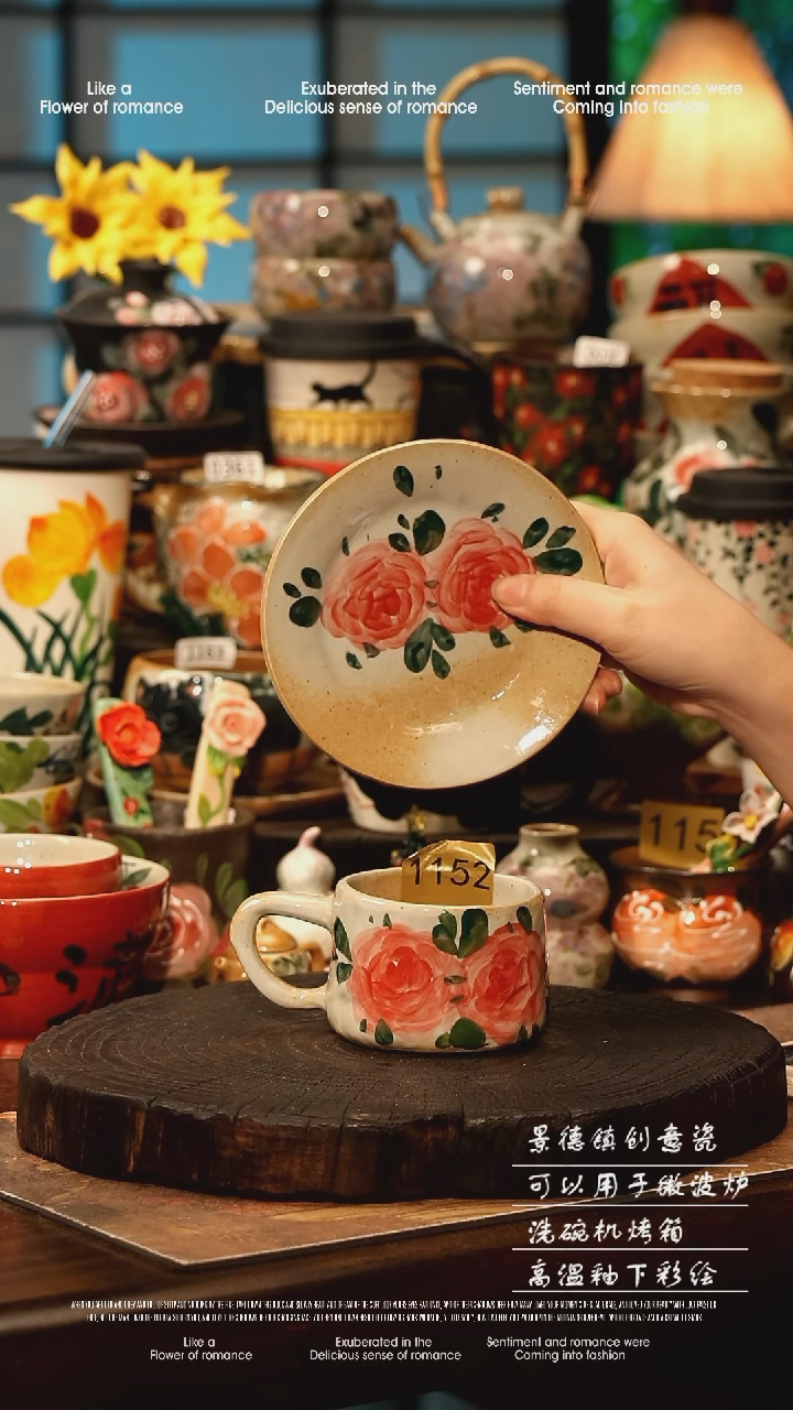 陶瓷景德镇高温釉下彩手工手绘款式@A1152@