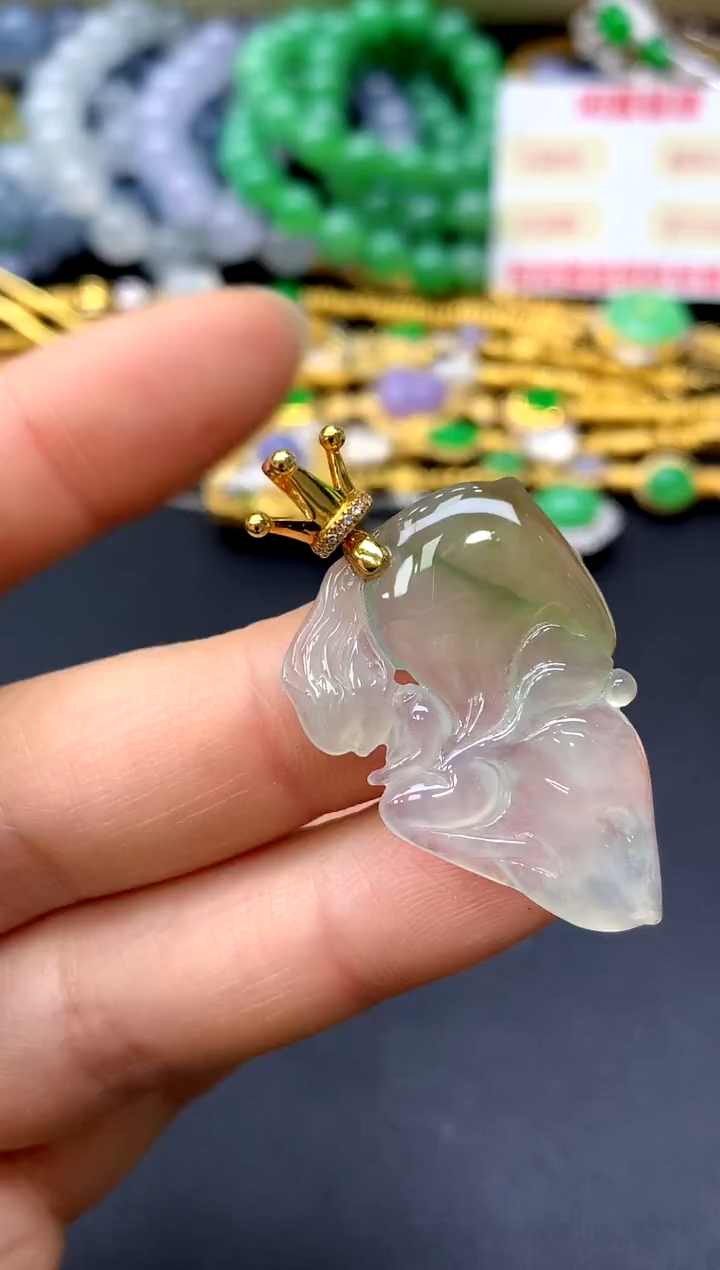 颈饰18K金镶嵌翡翠141-中国好珍宝