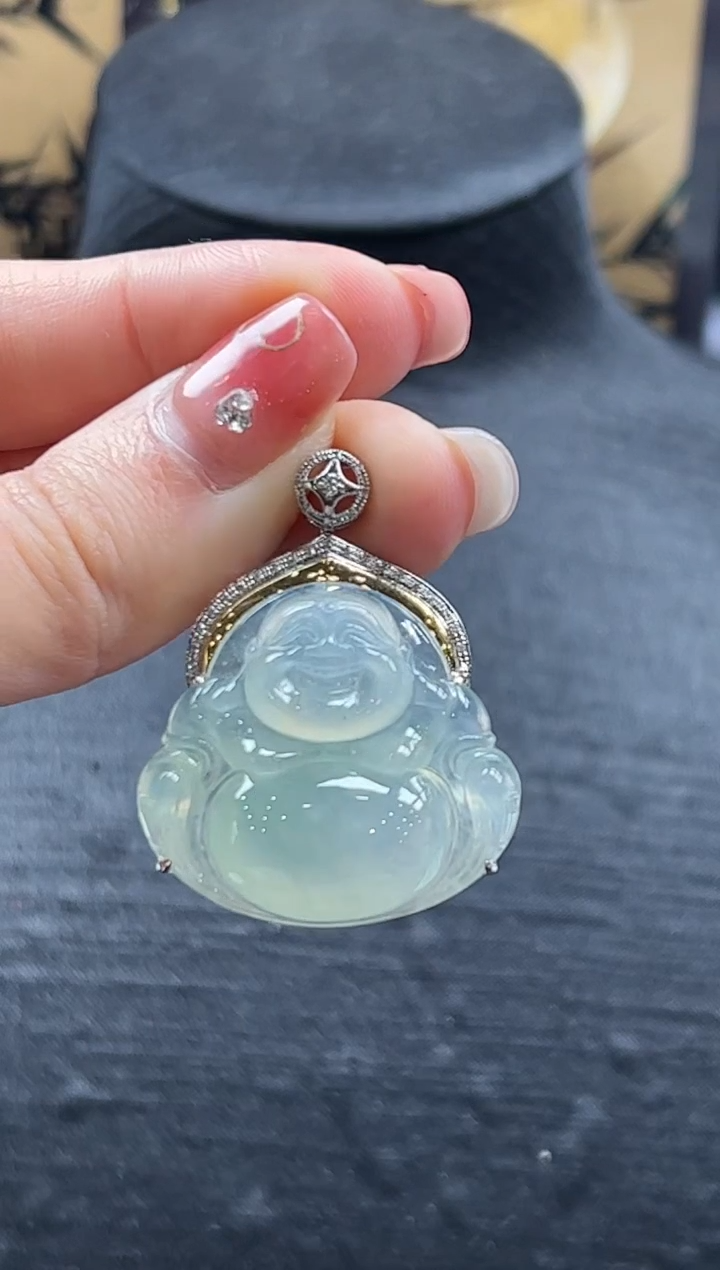 【闪购商品】翡翠颈饰18K金镶嵌佛公