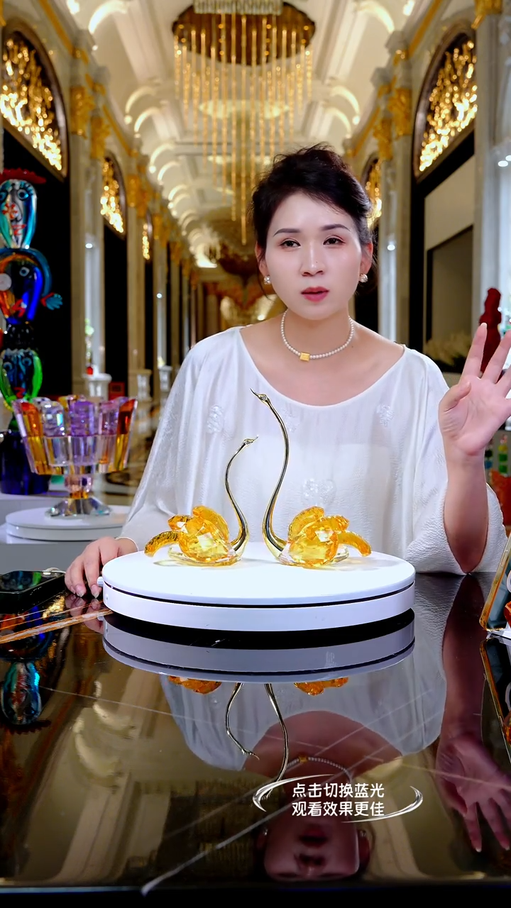 摆件琉璃YB00693天鹅摆件一组