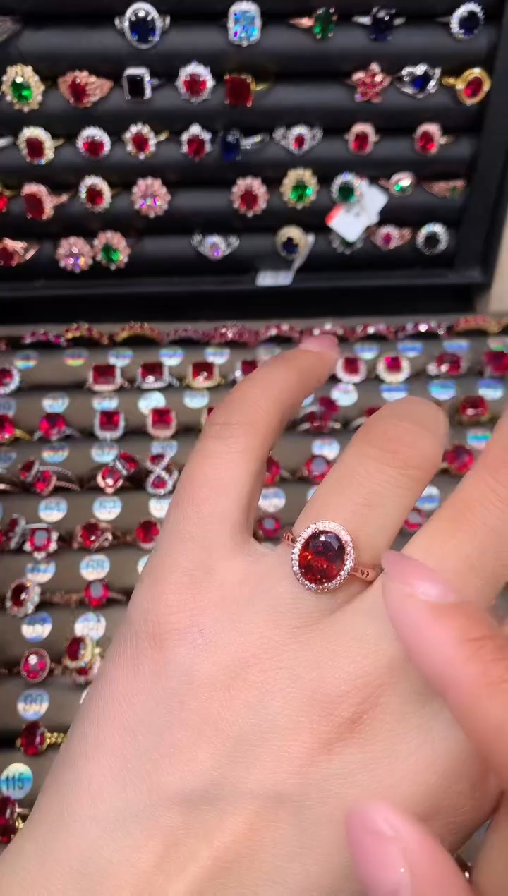 【闪购商品】石榴石戒指银S925镶嵌810