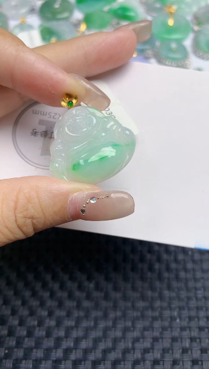 颈饰18K金镶嵌翡翠天然缅甸A货翡翠百元以上9元证书费自理